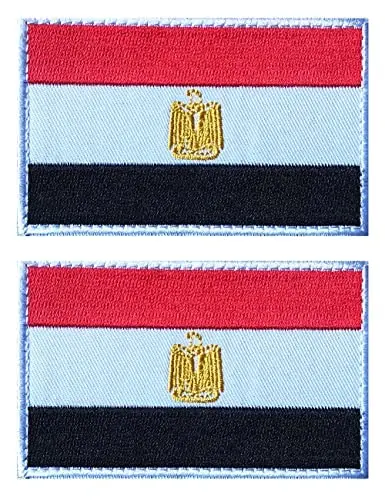 2 PCS AliPlus Egypt Flag Patches Embroidered Tactical Military Morale Patch Applique Fastener Hook and Loop - 1