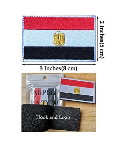 2 PCS AliPlus Egypt Flag Patches Embroidered Tactical Military Morale Patch Applique Fastener Hook and Loop - 3