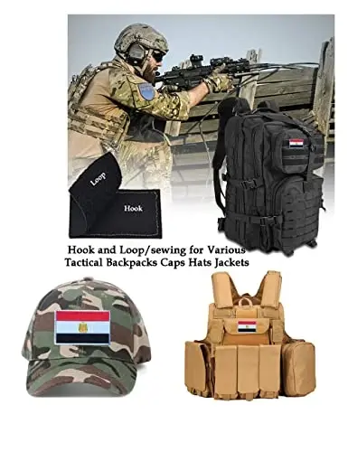 2 PCS AliPlus Egypt Flag Patches Embroidered Tactical Military Morale Patch Applique Fastener Hook and Loop - 4