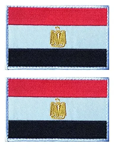 2 PCS AliPlus Egypt Flag Patches Kashtado‘z qilingan taktik harbiy axloqiy yamoq Applique Fastener Hook and Loop 