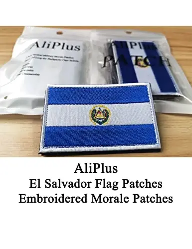 2 PCS AliPlus EI Salvador Flag Patches Kashtado'z taktikalik harbiy axloqiy yamoq Applique Fastener ilgak va halqa - 2