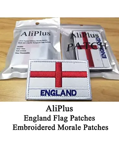 2 PCS AliPlus England Flag Patches Embroidered Tactical Military Morale Patch Applique Fastener Hook and Loop - 2