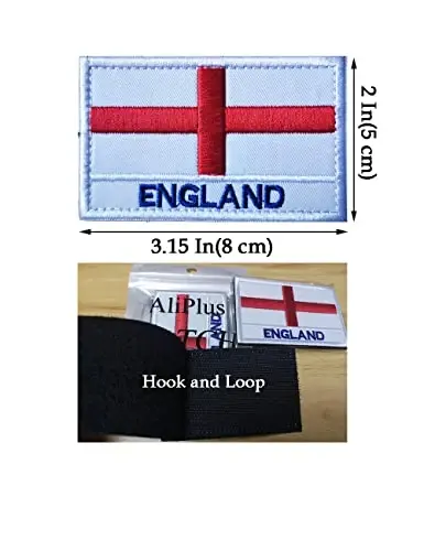 2 PCS AliPlus England Flag Patches Embroidered Tactical Military Morale Patch Applique Fastener Hook and Loop - 3