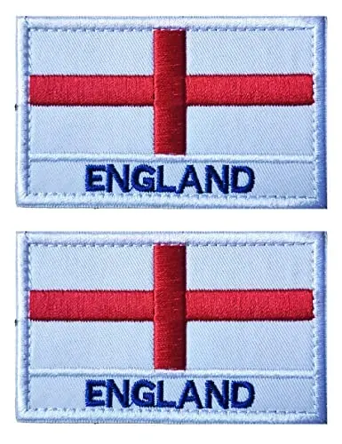 2 PCS AliPlus England Flag Patches Embroidered Tactical Military Morale Patch Applique Fastener Hook and Loop 
