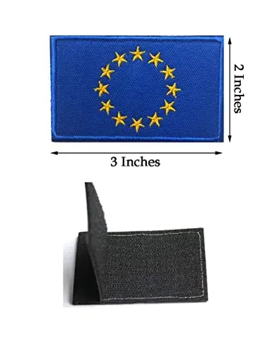 2 PCS AliPlus European Union Flag Patches EU Embroidered Tactical Military Patch Morale Patch Applique Fastener Hook and Loop - 3
