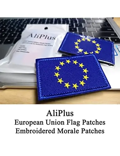 2 PCS AliPlus European Union Flag Patches EU Kashtado'z qilingan taktik harbiy yamoq Morale yamoq Applique Fastener ilgak va halqa - 2