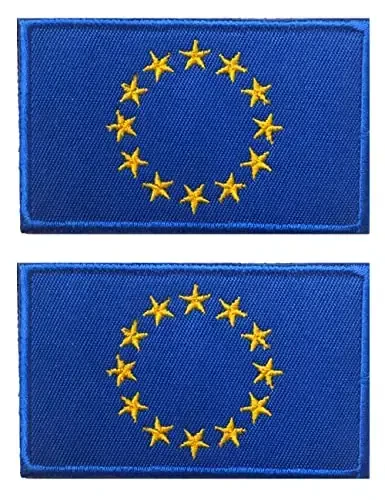 2 PCS AliPlus European Union Flag Patches EU Kashtado'z qilingan taktik harbiy yamoq Morale yamoq Applique Fastener ilgak va halqa 