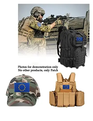 2 PCS AliPlus European Union Flag Patches EU Kashtado'z qilingan taktik harbiy yamoq Morale yamoq Applique Fastener ilgak va halqa - 4