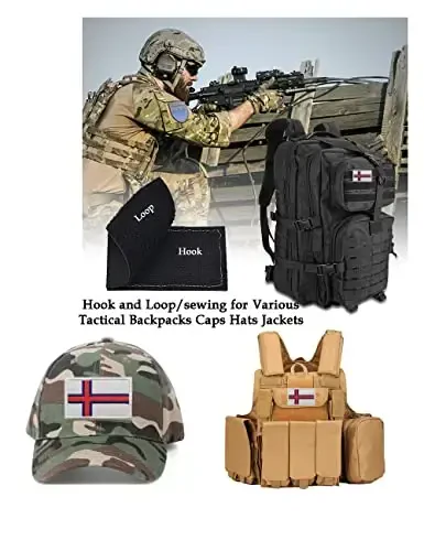 2 PCS AliPlus Farer orollari bayrog'i yamalari Kashtado'zlik taktik harbiy axloq yamog'i Applique mahkamlagich ilgak va halqa - 4