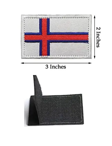 2 PCS AliPlus Faroe Islands Flag Patches Embroidered Tactical Military Morale Patch Applique Fastener Hook and Loop - 3