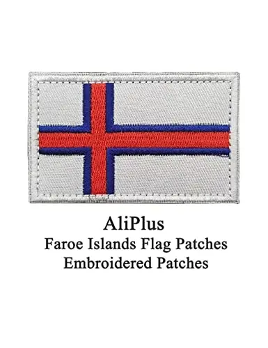 2 PCS AliPlus Faroe Islands Flag Patches Embroidered Tactical Military Morale Patch Applique Fastener Hook and Loop - 2