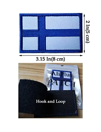 2 PCS AliPlus Finland Flag Patches Embroidered Tactical Military Morale Patch Applique Fastener Hook and Loop - 3