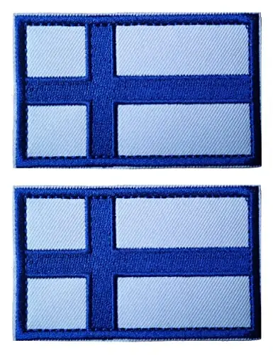 2 PCS AliPlus Finland Flag Patches Embroidered Tactical Military Morale Patch Applique Fastener Hook and Loop 