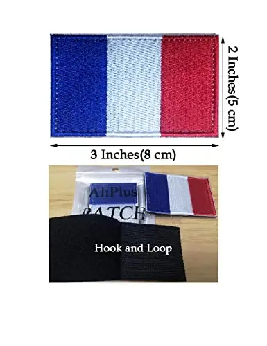 2 PCS AliPlus France Flag Patches Embroidered Tactical Military Morale Patch Applique Fastener Hook and Loop - 3