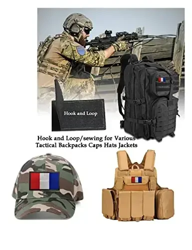 2 PCS AliPlus French Flag Patches Embroidered Tactical Military Morale Patch Applique Fastener Hook and Loop(Grey Border) - 3