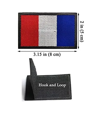 2 PCS AliPlus French Flag Patches Embroidered Tactical Military Morale Patch Applique Fastener Hook and Loop(Grey Border) - 2