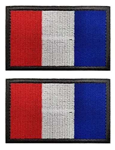 2 PCS AliPlus French Flag Patches Kashtado'z qilingan taktik harbiy axloqiy yamoq Applique Fastener Hook and Loop (Kulrang chegara) 