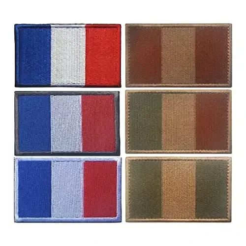 2 PCS AliPlus French Flag Patches Kashtado‘z qilingan taktik harbiy axloqiy yamoq Applique Fastener Hook and Loop(kulrang hoshiyali) - 5