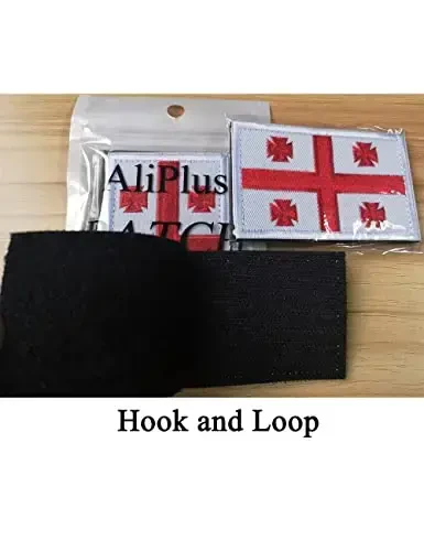 2 PCS AliPlus Georgia Flag Patches Kashtado'z qilingan taktik harbiy axloqiy yamoq Applique Fastener Hook and Loop - 5