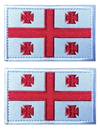 2 PCS AliPlus Georgia Flag Patches Kashtado'z qilingan taktik harbiy axloqiy yamoq Applique Fastener Hook and Loop 