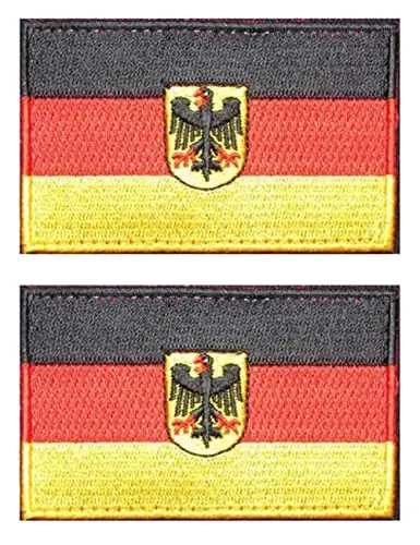 2 PCS AliPlus Germany Flag Emblem Patches Embroidered Tactical Military Morale Patch Applique Fastener Hook and Loop(Emblem) 