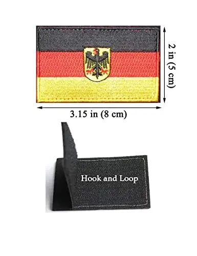 2 PCS AliPlus Germany Flag Emblem Patches Embroidered Tactical Military Morale Patch Applique Fastener Hook and Loop(Emblem) - 2