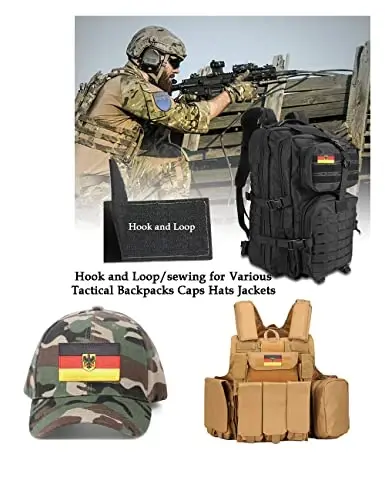 2 PCS AliPlus Germany Flag Emblem Patches Embroidered Tactical Military Morale Patch Applique Fastener Hook and Loop(Emblem) - 3