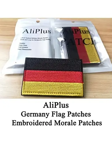 2 PCS AliPlus Germany Flag Patches Embroidered Tactical Military Morale Patch Applique Fastener Hook and Loop - 2