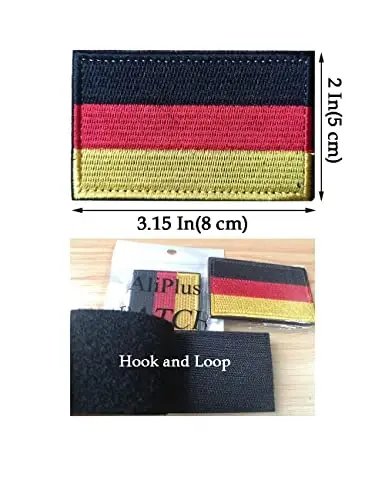 2 PCS AliPlus Germany Flag Patches Embroidered Tactical Military Morale Patch Applique Fastener Hook and Loop - 3