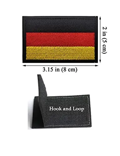 2 PCS AliPlus Germany Flag Patches Embroidered Tactical Military Morale Patch Applique Fastener Hook and Loop(Black Border) - 2