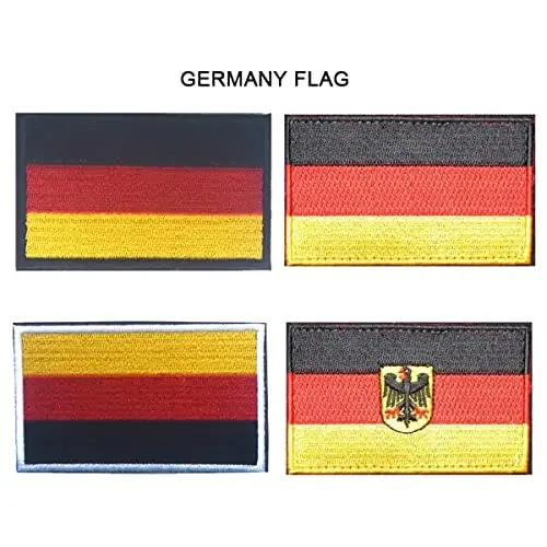 2 PCS AliPlus Germany Flag Patches Embroidered Tactical Military Morale Patch Applique Fastener Hook and Loop(Black Border) - 4