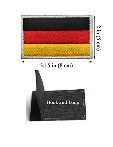 2 PCS AliPlus Germany Flag Patches Kashtado'z qilingan taktik harbiy axloqiy yamoq Applique Fastener Hook and Loop (Oq chegara) - ALIPLUS (1)