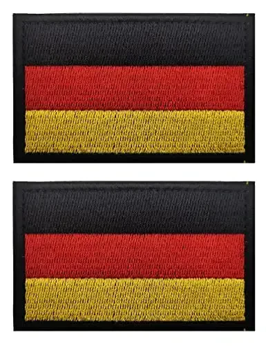 2 PCS AliPlus Germany Flag Patches Kashtalangan taktikal harbiy axloqiy yamoq ilovasi mahkamlagich ilgak va halqa (qora chegara) 