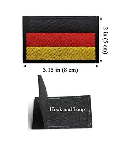 2 PCS AliPlus Germany Flag Patches Kashtalangan taktikal harbiy axloqiy yamoq ilovasi mahkamlagich ilgak va halqa (qora chegara) - 2