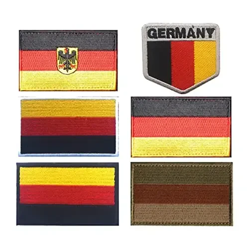 2 PCS AliPlus Germany Flag Patches Kashtalangan taktikal harbiy axloqiy yamoq ilovasi mahkamlagich ilgak va halqa (qora chegara) - 5