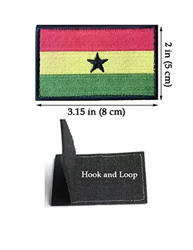 2 PCS AliPlus Ghana Flag Patches Embroidered Tactical Military Morale Patch Applique Fastener Hook and Loop - 3