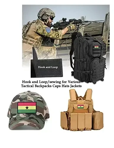2 PCS AliPlus Ghana Flag Patches Embroidered Tactical Military Morale Patch Applique Fastener Hook and Loop - 4