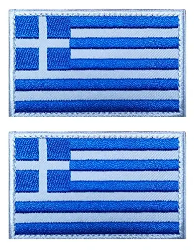 2 PCS AliPlus Greece Flag Patches Embroidered Tactical Military Morale Patch Applique Fastener Hook and Loop 