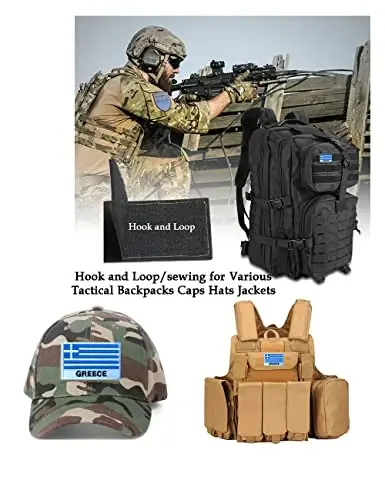 2 PCS AliPlus Greece Flag Patches Embroidered Tactical Military Morale Patch Applique Fastener Hook and Loop(Greece) - 4