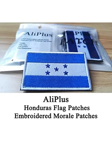 2 PCS AliPlus Honduras Flag Patches Embroidered Tactical Military Morale Patch Applique Fastener Hook and Loop - 2