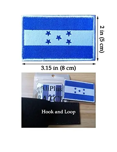 2 PCS AliPlus Honduras Flag Patches Embroidered Tactical Military Morale Patch Applique Fastener Hook and Loop - 3