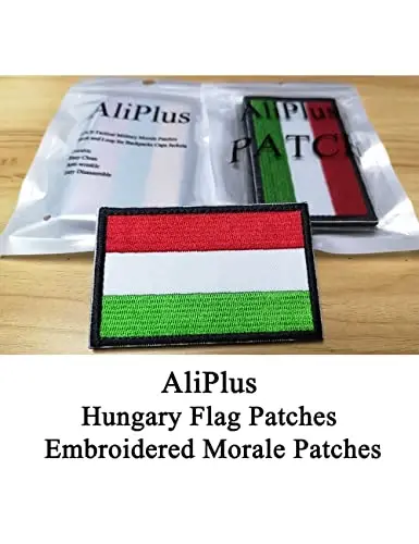 2 PCS AliPlus Hungary Flag Patches Embroidered Tactical Military Morale Patch Applique Fastener Hook and Loop - 2