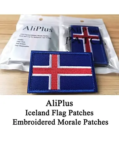 2 PCS AliPlus Iceland Flag Patches Embroidered Tactical Military Morale Patch Applique Fastener Hook and Loop - 2