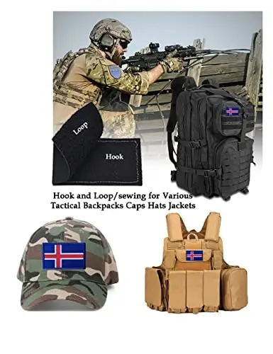 2 PCS AliPlus Iceland Flag Patches Embroidered Tactical Military Morale Patch Applique Fastener Hook and Loop - 4