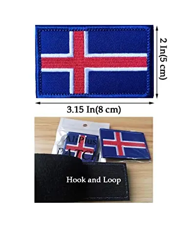 2 PCS AliPlus Iceland Flag Patches Kashtado'z qilingan taktik harbiy axloq yamog'i Applique mahkamlagichi Hook and Loop - 3