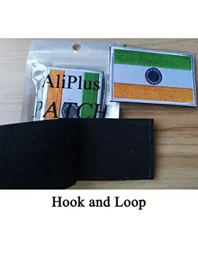 2 PCS AliPlus India Flag Patches Embroidered Tactical Military Morale Patch Applique Fastener Hook and Loop - 5