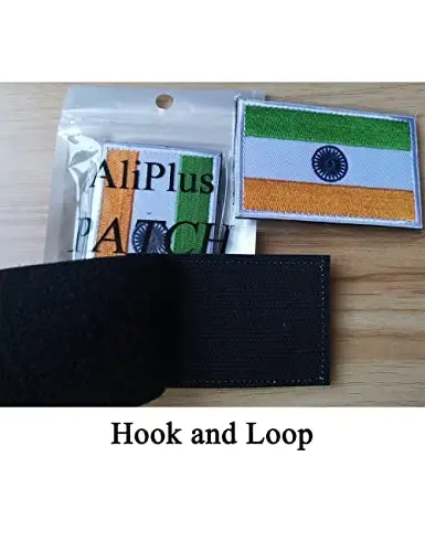 2 PCS AliPlus India Flag Patches Kashtado'z qilingan taktik harbiy axloqiy yamoq Applique Fastener Hook and Loop - 5