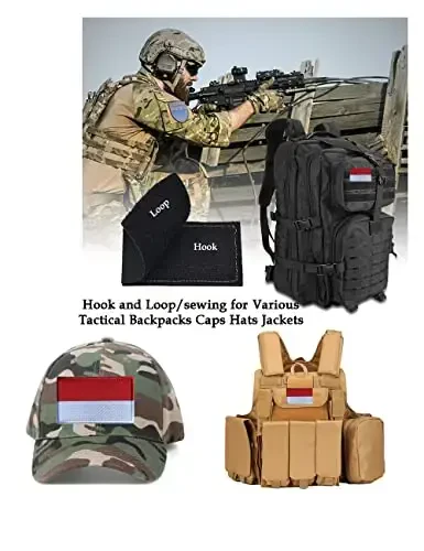 2 PCS AliPlus Indonesia Flag Patches Embroidered Tactical Military Morale Patch Applique Fastener Hook and Loop - 4