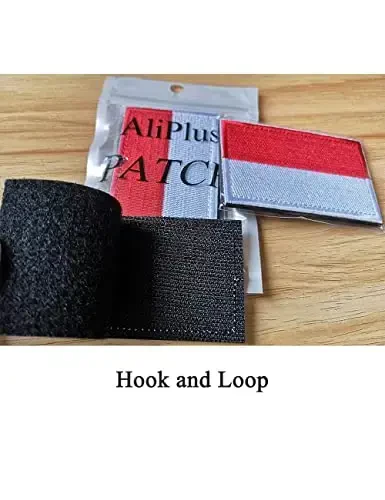 2 PCS AliPlus Indonesia Flag Patches Embroidered Tactical Military Morale Patch Applique Fastener Hook and Loop - 5