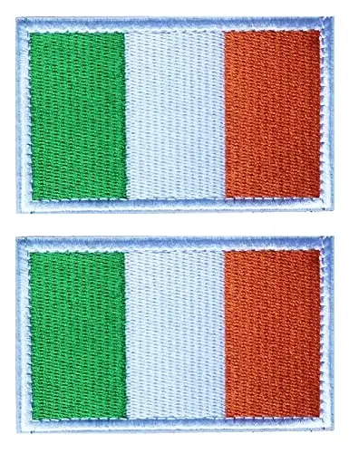 2 PCS AliPlus Ireland Flag Patches Embroidered Tactical Military Morale Patch Applique Fastener Hook and Loop 